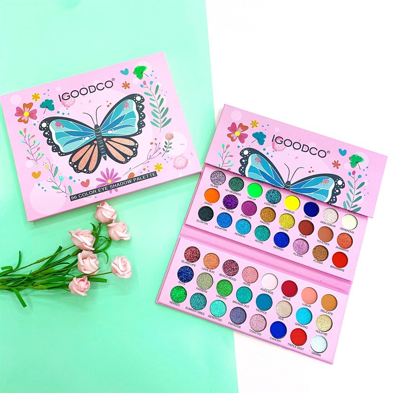 Colourful 96-color Palette butterfly pattern pearly matte Eye Makeup Eyeshadow Toy for Kids - Image 5