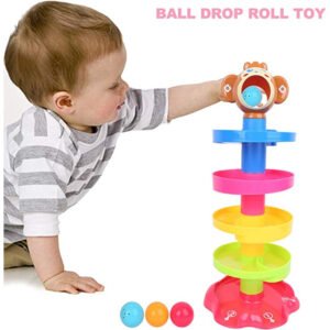 Baby roll ball stacking tower ramp puzzle