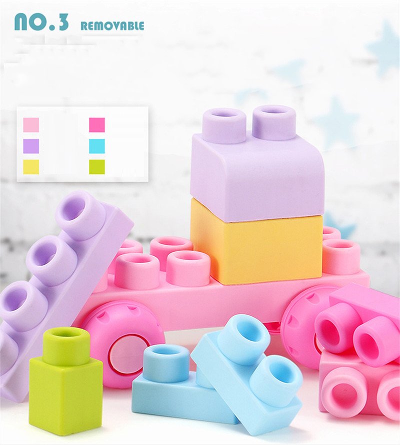 Baby Soft Plastic Large Size Particle Bricks Compatible Touch Hand Teethers Blocks DIY Rubber Building Block Education Toy - Image 6