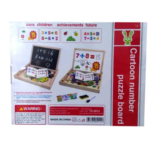 Wooden Magnetic Black And White Board With Cartoons And Numbers - Image 3