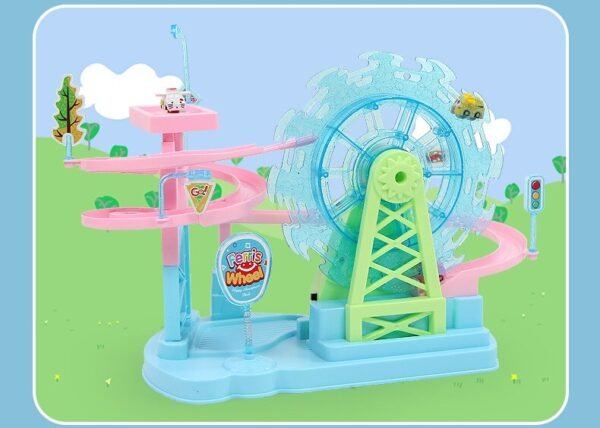 Wheel slide rail car track with music and light