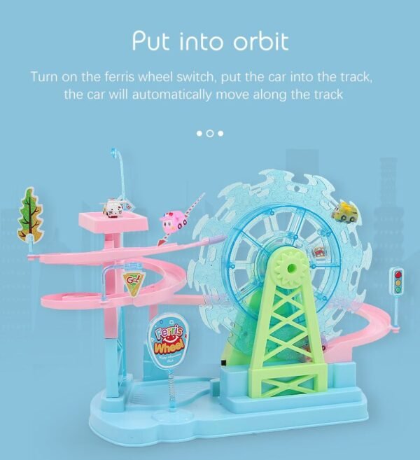 Electric Ferris Wheel Slide Railcar Track Toy With Music Light Assembling Play Interactive Educational Toy - Image 3