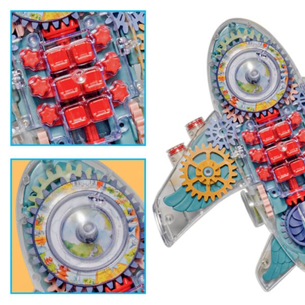Electric Transparent Body Airplane Rotating Mechanical Gear Plane With Music Light Luminous Flashing Toy - Image 2