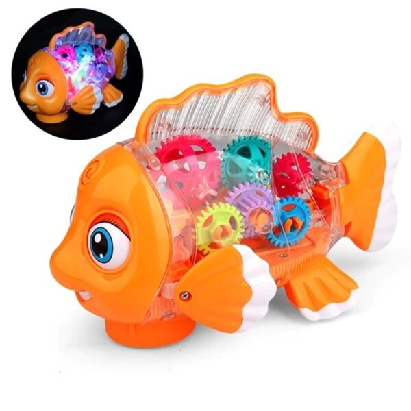 Electric Universal Transparent Gear Fish Swing Colorful Lights Musical Toys For Children - Image 3