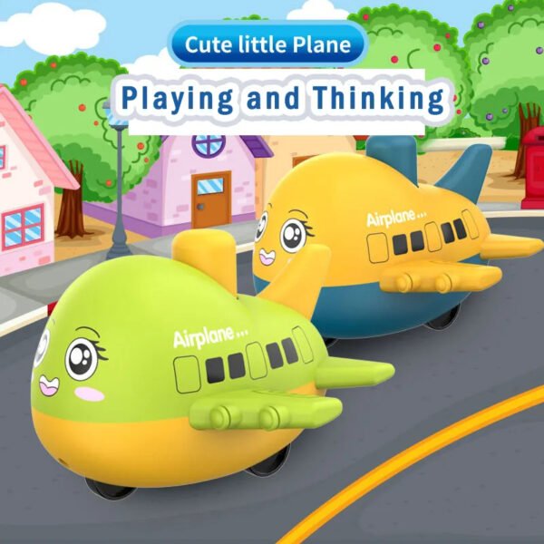 Pack Of 2 Cute Happy Face Push And Go Airplane Toy - Image 6