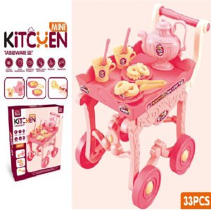 Kitchen tableware cart with food items