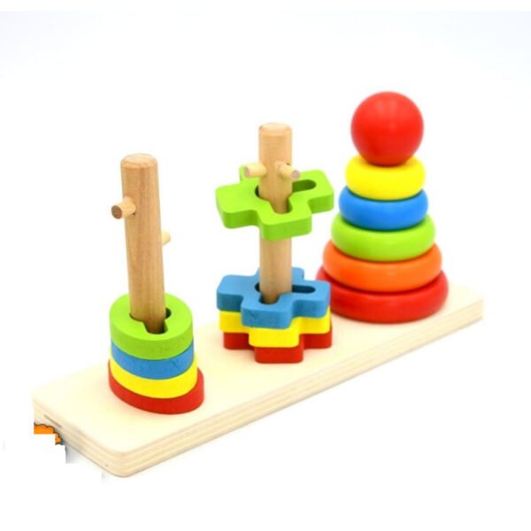 Rainbow three column shape sorting tower