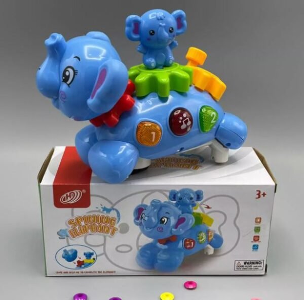 Spinning Elephant With Baby On Back With Light And Music Toddlers Toy - Image 2
