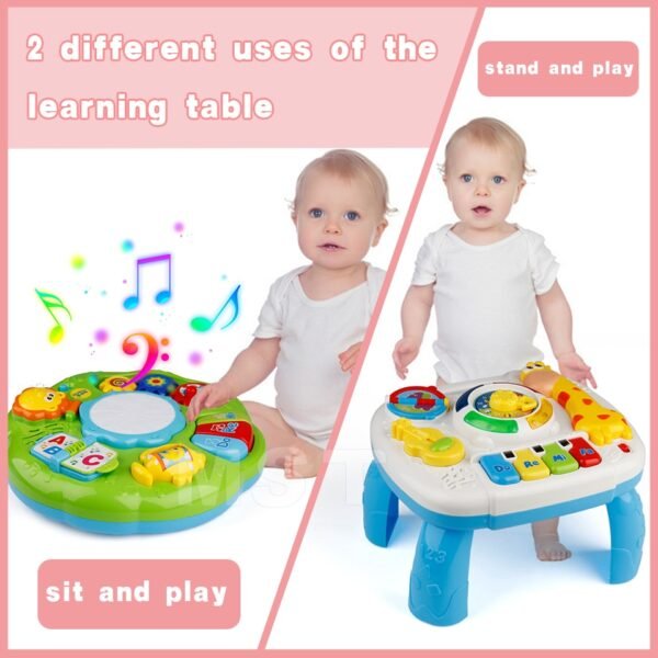 Baby Music Learning Table Multi-Functional Table For Toddlers With Colorful Light Sound Early Educational Toy - Image 3