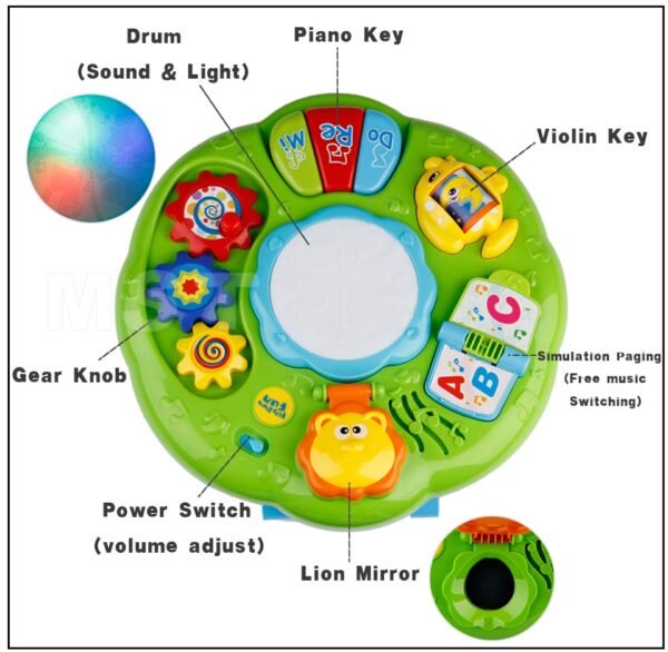 Baby Music Learning Table Multi-Functional Table For Toddlers With Colorful Light Sound Early Educational Toy - Image 4