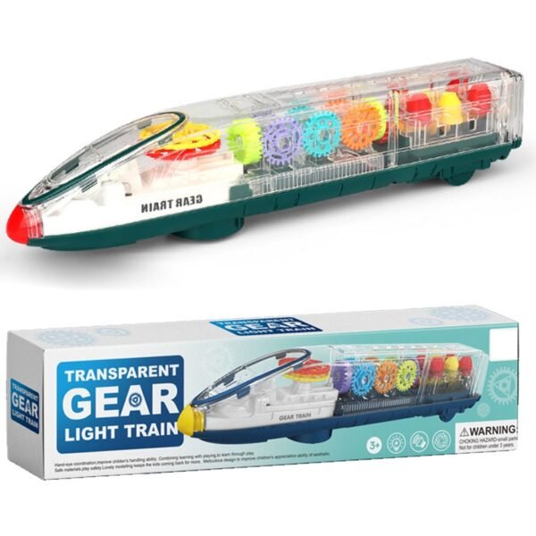 Transparent Gear Train Toy For Kids With Music 3D Lights And Sound, Bump N Go Action, Musical Electric Train Toy For Kids - Image 3
