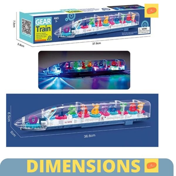Transparent Gear Train Toy For Kids With Music 3D Lights And Sound, Bump N Go Action, Musical Electric Train Toy For Kids - Image 6