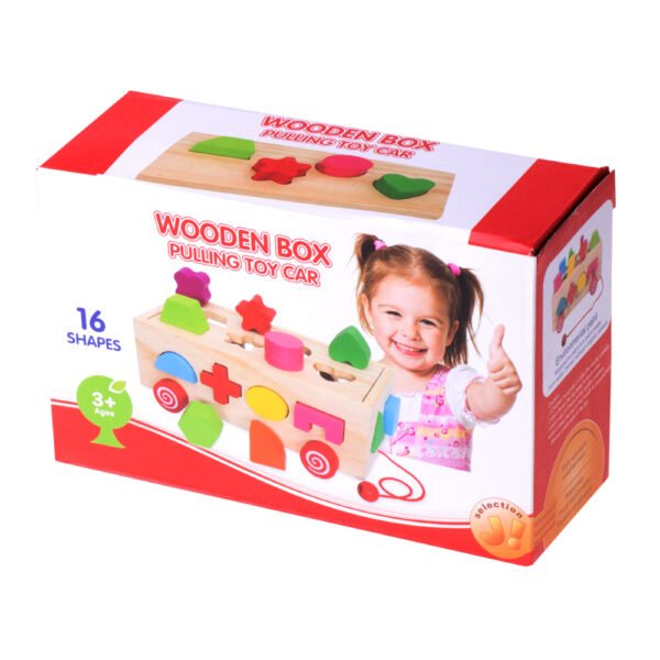 Montessori Shape Sorter Wooden Pull Along Toy Car Learning Adventure For Kids - Image 6
