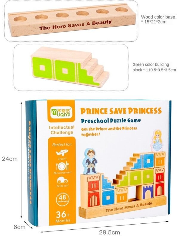 Wooden Building Blocks Toy Prince Save The Princess Interactive Game For Kids 3d Blocks - Image 5