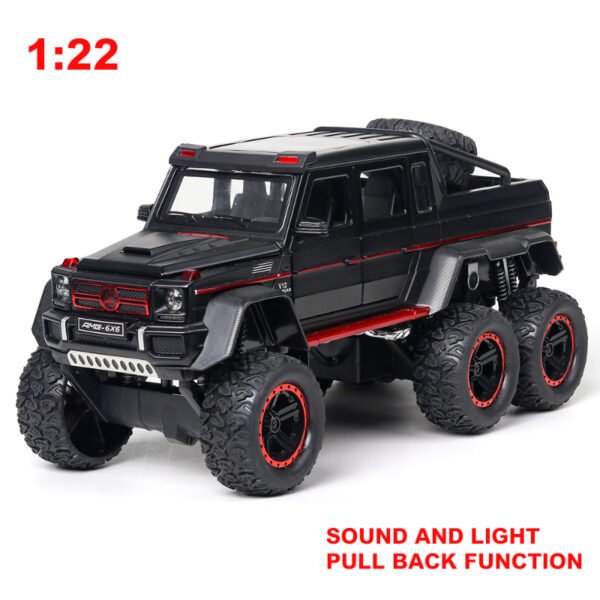 Lozton 6 wheels drive metal car pull back open doors engine cover tail with front and rear light car